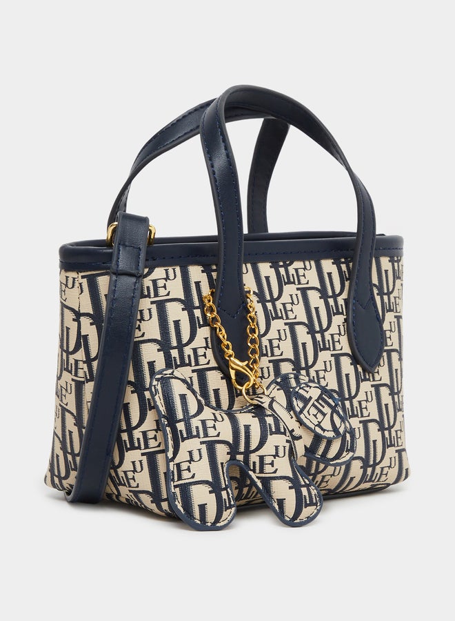 Styli Printed Double Top Handle Handbag with Zip Closure - Image 1
