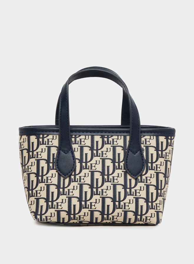 Styli Printed Double Top Handle Handbag with Zip Closure - Image 4