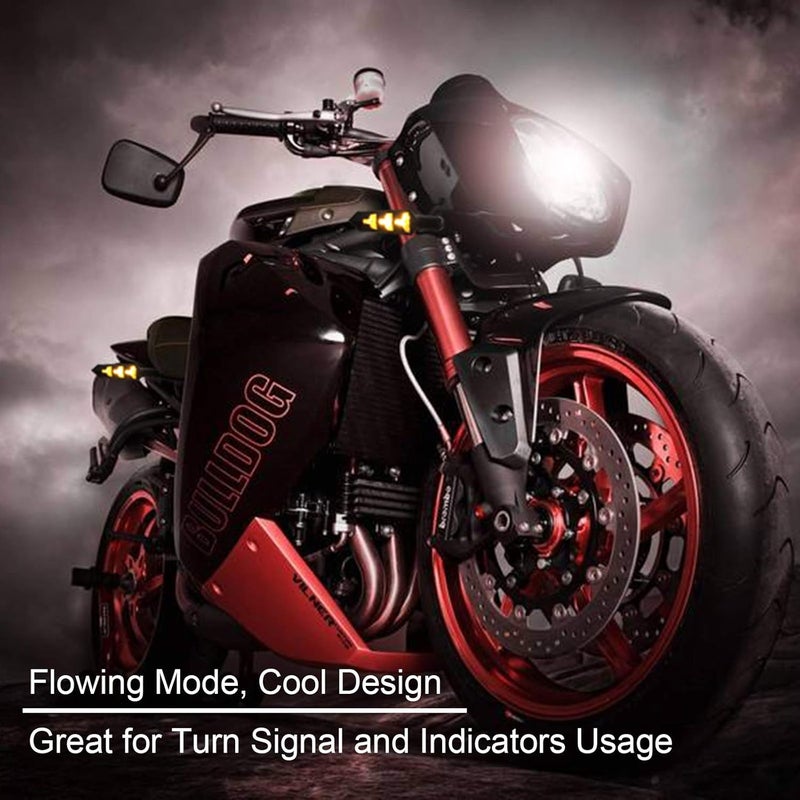 Kinstecks 4PCS Motorcycle Turning Indicators Flowing Turn Signal Lights 12V 12 LEDs Bulbs for Motorbike Scooter Quad Cruiser Off Road-Y Shape - Image 2