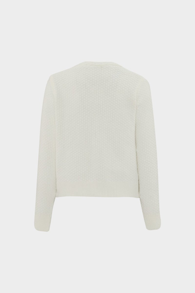 Açelya Okcu Premium Crew Neck Unclosed Openwork Women's Wool Knitwear Cardigan  - Image 2