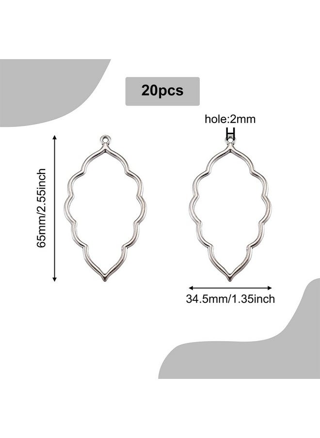 CHGCRAFT - 20Pcs Alloy Open Back Bezel Pendants Leaf Shape Pendant Resin Frame Pendant For Resin Pressed Flower Diy Earrings Necklace Bracelet Jewelry Making 65X35X2.5Mm, Antique Silver - Image 1