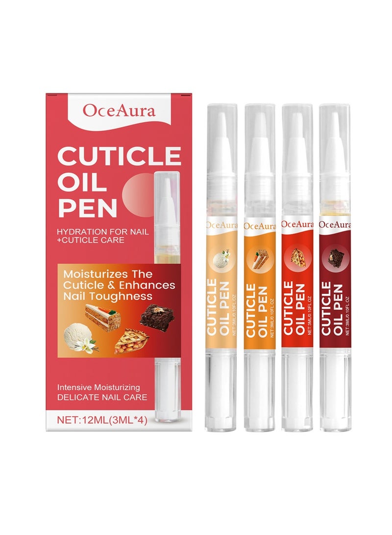 OceAura Cuticle Oil Pen for Nails - 4 Cuticle Oil Pens  - Nail Strengthener and Growth Nail Oil Pen with Sweet Almond Oil, Jojoba Oil for Nails, Vitamin E Oil for Nails Care - Nail Growth Oil Pen(4 Pieces) - Image 1