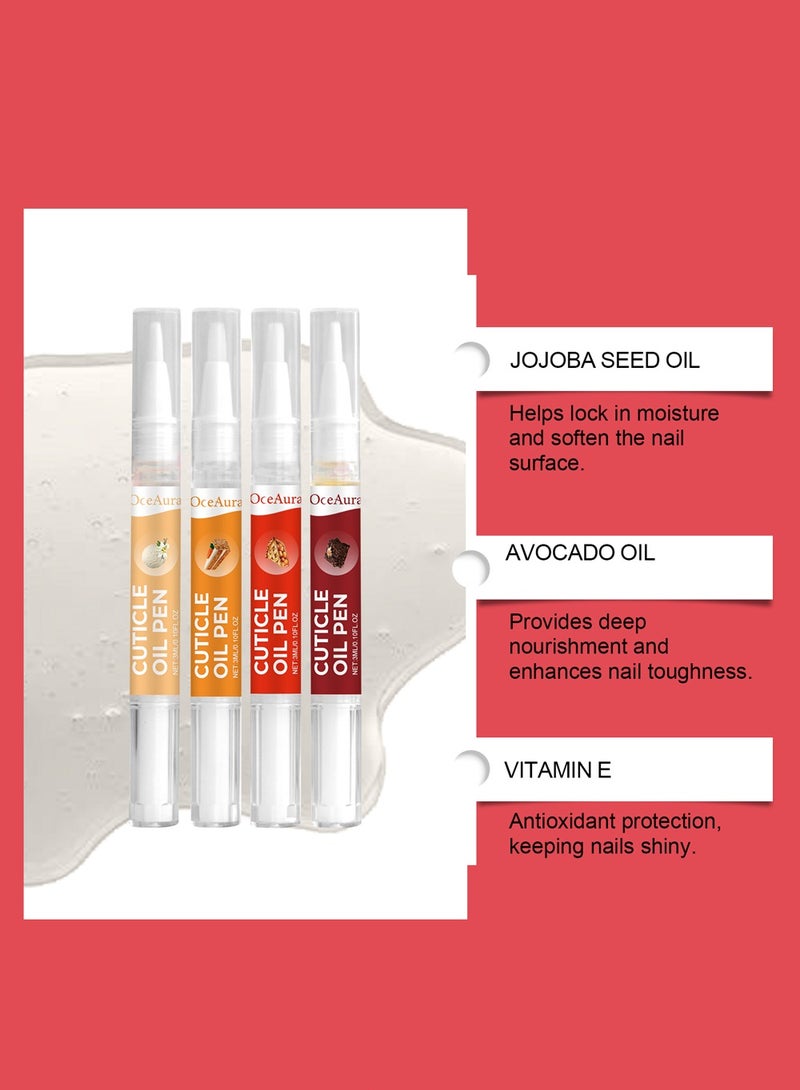 OceAura Cuticle Oil Pen for Nails - 4 Cuticle Oil Pens  - Nail Strengthener and Growth Nail Oil Pen with Sweet Almond Oil, Jojoba Oil for Nails, Vitamin E Oil for Nails Care - Nail Growth Oil Pen(4 Pieces) - Image 2