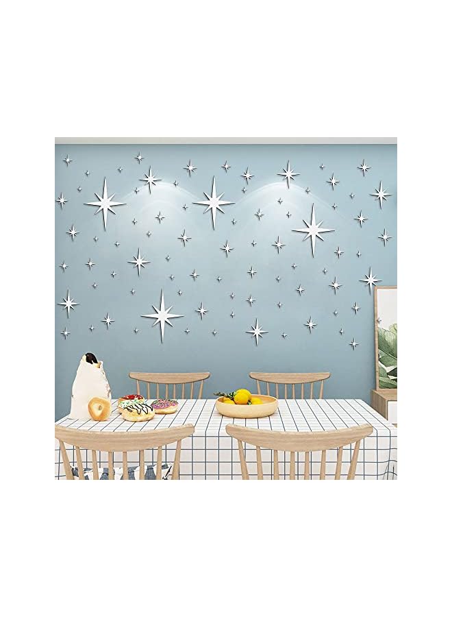Zaboon Pieces Removable Mirror Wall Stickers 3D Acrylic Mirror Setting Wall Sticker Decal For Home Living Room Bedroom Decor Silver Star Style - Image 4