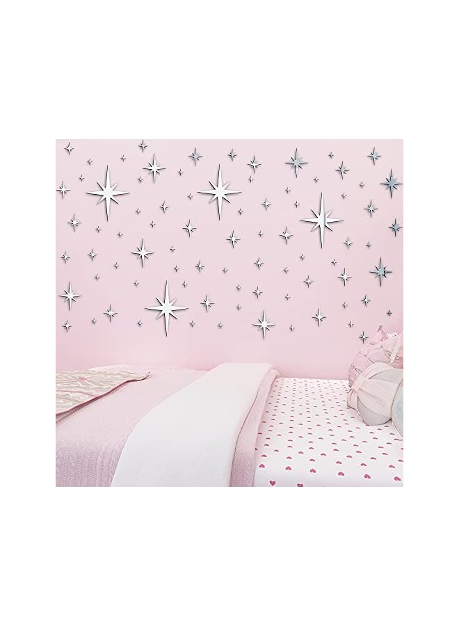 Zaboon Pieces Removable Mirror Wall Stickers 3D Acrylic Mirror Setting Wall Sticker Decal For Home Living Room Bedroom Decor Silver Star Style - Image 3