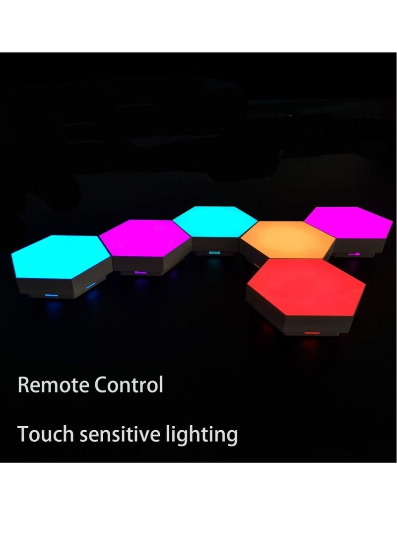 Raxoom Remote Control Hexagon Wall Light,Smart Wall-Mounted Touch-Sensitive DIY Geometric Modular Assembled RGB led Colorful Light with USB-Power,Used in Bedroom - Image 3