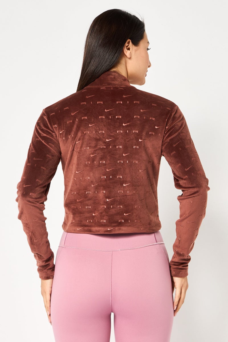 Nike Air X Nike Women Sportswear Fit Quarter Zip Long Sleeve Outdoor Sweatshirts, Brown - Image 3
