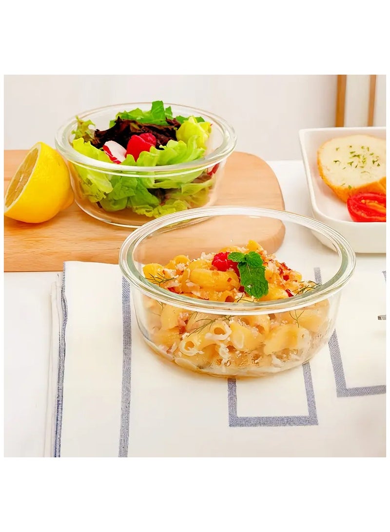 3-Piece Borosilicate Glass Food Storage Containers Set with Airtight Lids, Leakproof Microwave & Freezer Safe Meal Prep Lunch Boxes, Stackable Refrigerator Organizer Bins. (Round) - Image 3