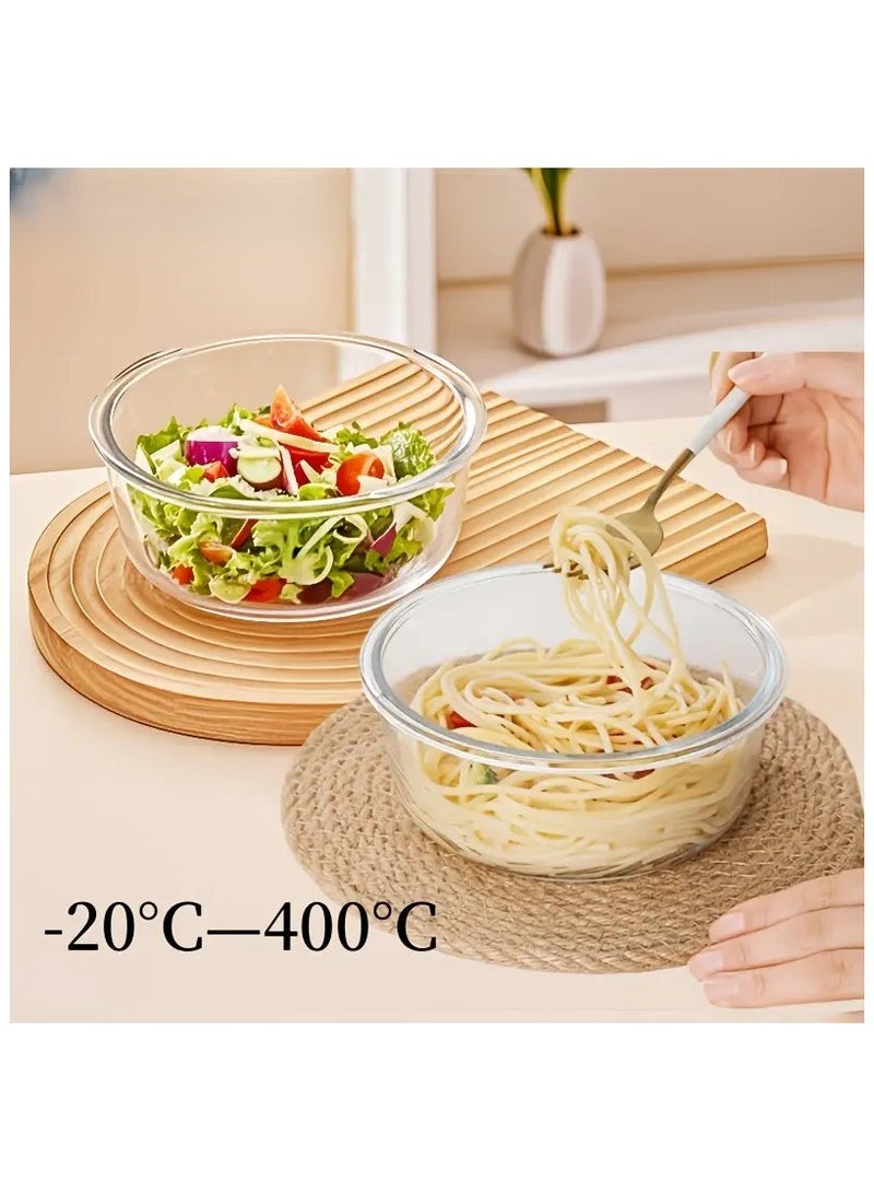 3-Piece Borosilicate Glass Food Storage Containers Set with Airtight Lids, Leakproof Microwave & Freezer Safe Meal Prep Lunch Boxes, Stackable Refrigerator Organizer Bins. (Round) - Image 4