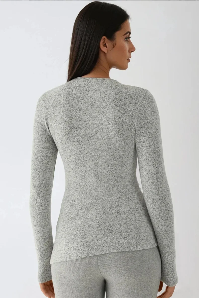 Hiccup Light Grey Viscose Blended Basic Top for Women | Best Price UAE
