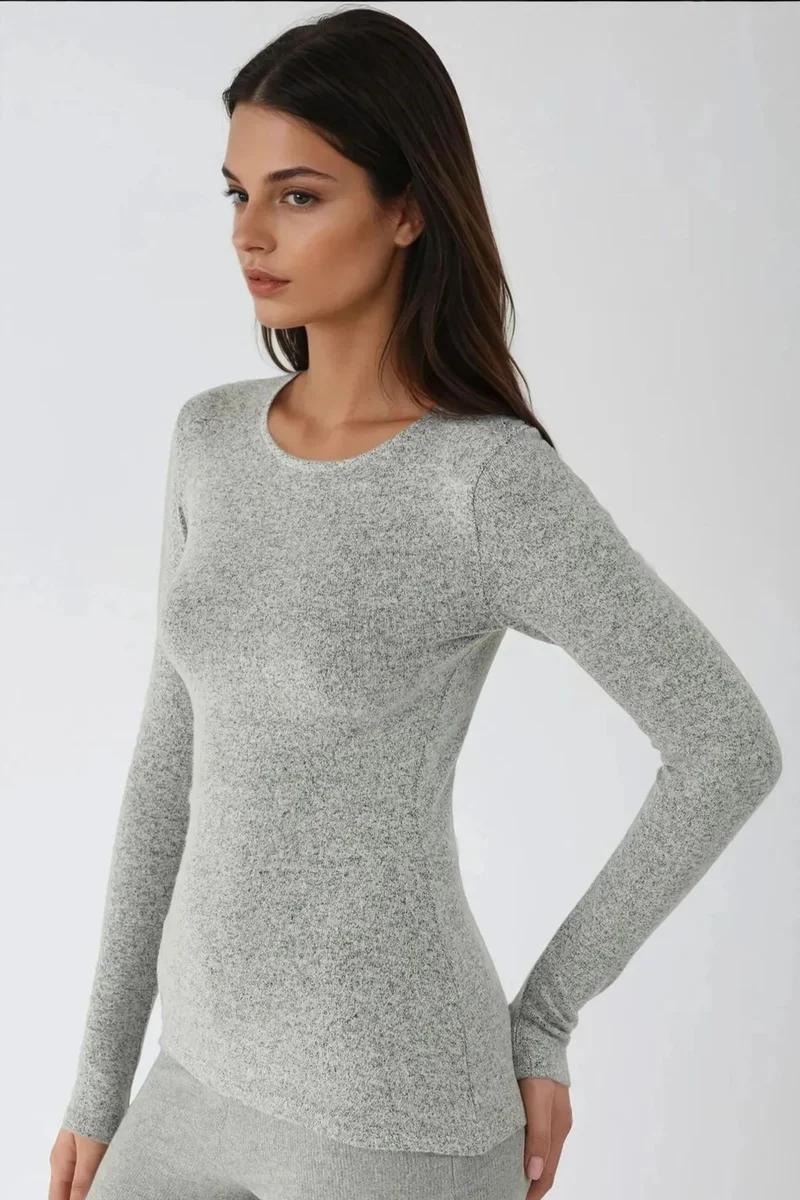 Hiccup Light Grey Viscose Blended Basic Top for Women | Best Price UAE