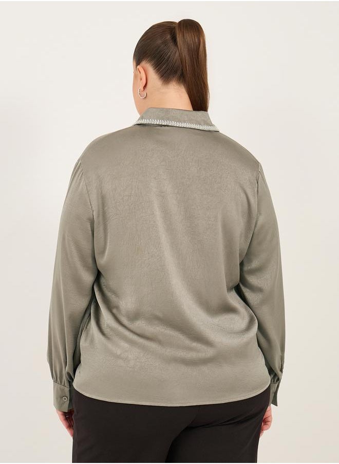 Styli - Plus Size Embellished Collar Shirt - Image 1