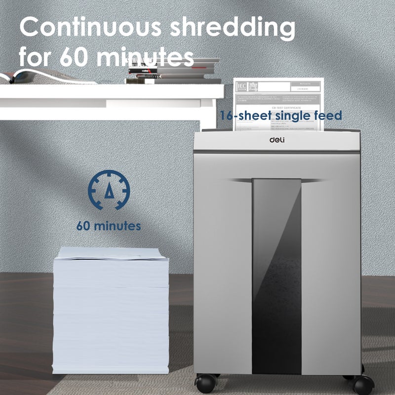 ديلي آلة تمزيق ورق مكتبية عالية السعة بتقطيع متقاطع للمستندات والبطاقات والأقراص - Image 3