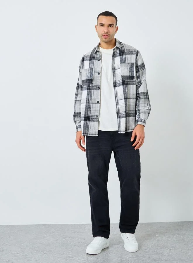 Styli Styli Men Oversized Tartan Checked Casual Shacket