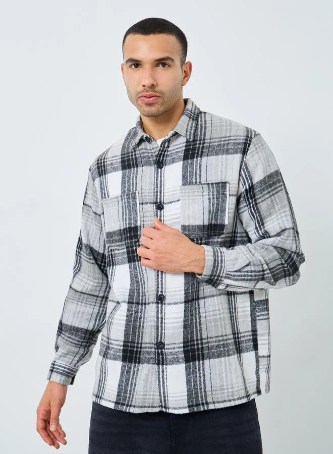 Styli  Styli Men Oversized Tartan Checked Casual Shacket for Men | Best Price UAE