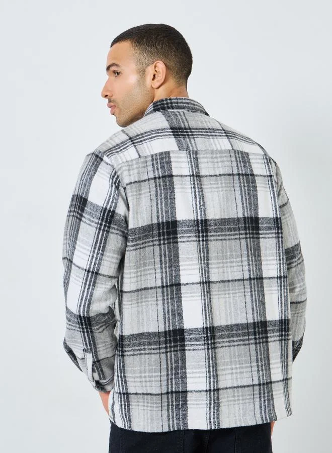 Styli  Styli Men Oversized Tartan Checked Casual Shacket for Men | Best Price UAE