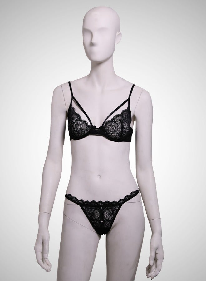 ovitio Black Bikini Set with Lace Details, Two Pieces - Image 1