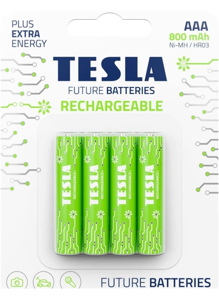 TESLA BATTERIES Rechargeable batteries AAA NI-MH/ HR03 1,2V 800 mAh Pack of 4 - Image 1