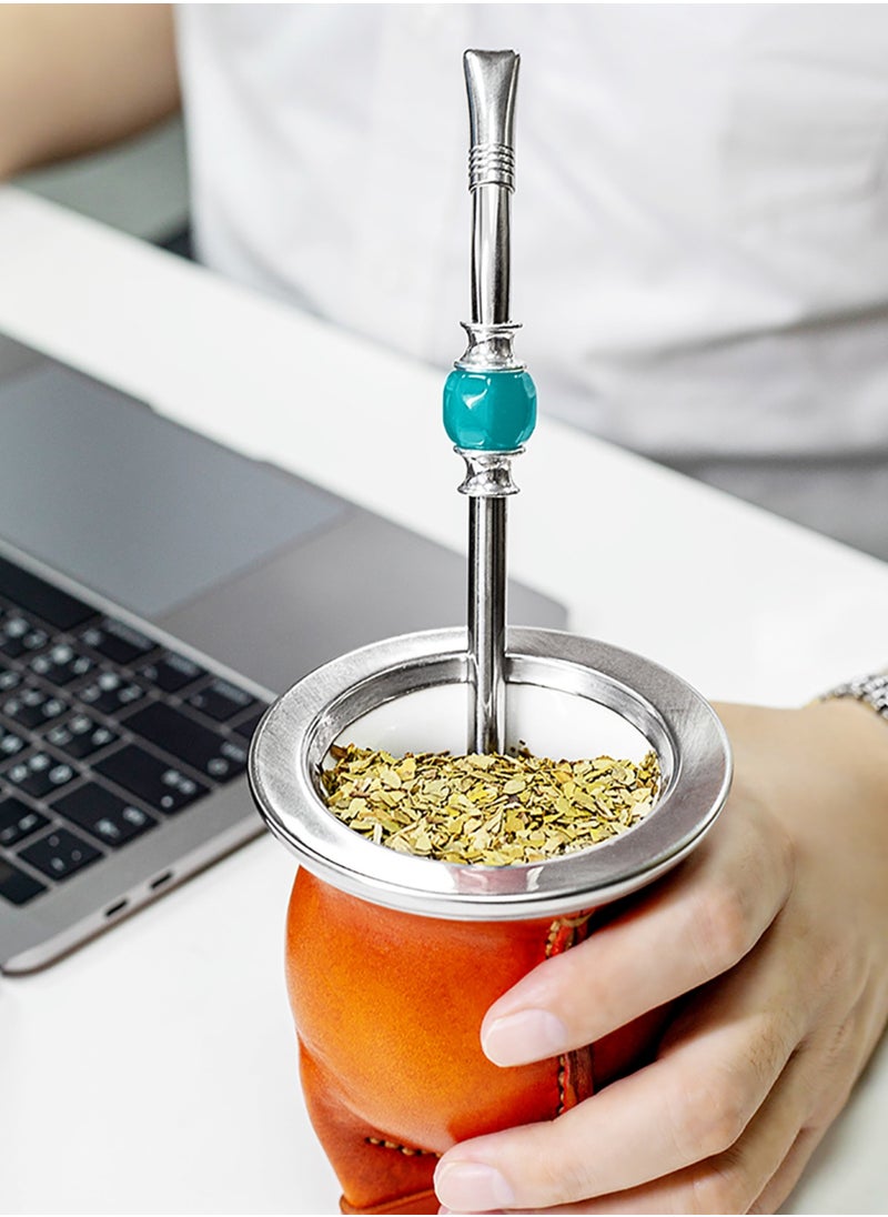 CUOPRU - CUOPRU Yerba Mate Bombillas Set - Included Mate Gourd Stainless Steel Straws,Removable Head Filter, Colorful Bead, Cleaning Brush - Image 1