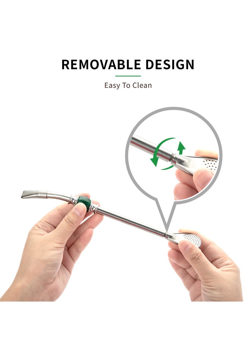 CUOPRU - CUOPRU Yerba Mate Bombillas Set - Included Mate Gourd Stainless Steel Straws,Removable Head Filter, Colorful Bead, Cleaning Brush - Image 1