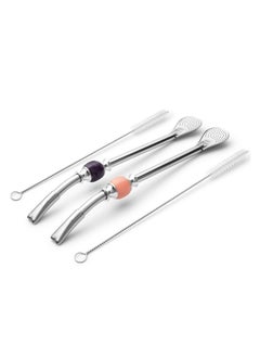 CUOPRU CUOPRU Yerba Mate Bombillas Set - Included Mate Gourd Stainless Steel Straws,Removable Head Filter, Colorful Bead, Cleaning Brush  - Image 2