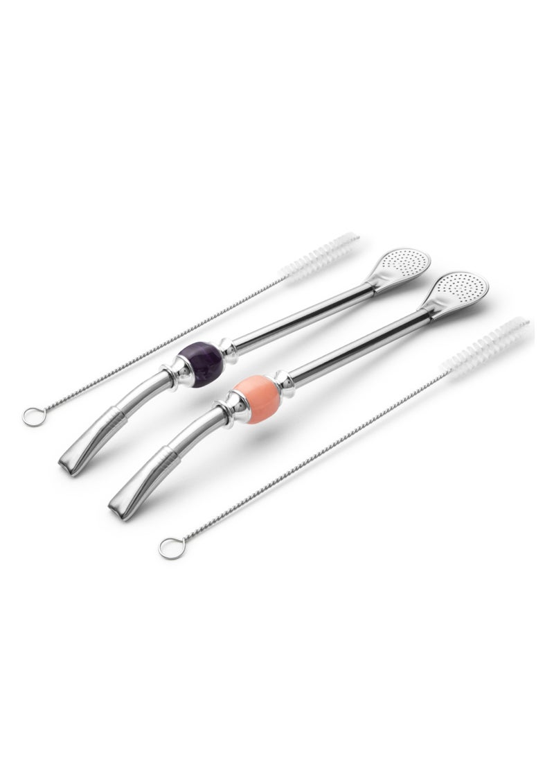 CUOPRU - CUOPRU Yerba Mate Bombillas Set - Included Mate Gourd Stainless Steel Straws,Removable Head Filter, Colorful Bead, Cleaning Brush - Image 1