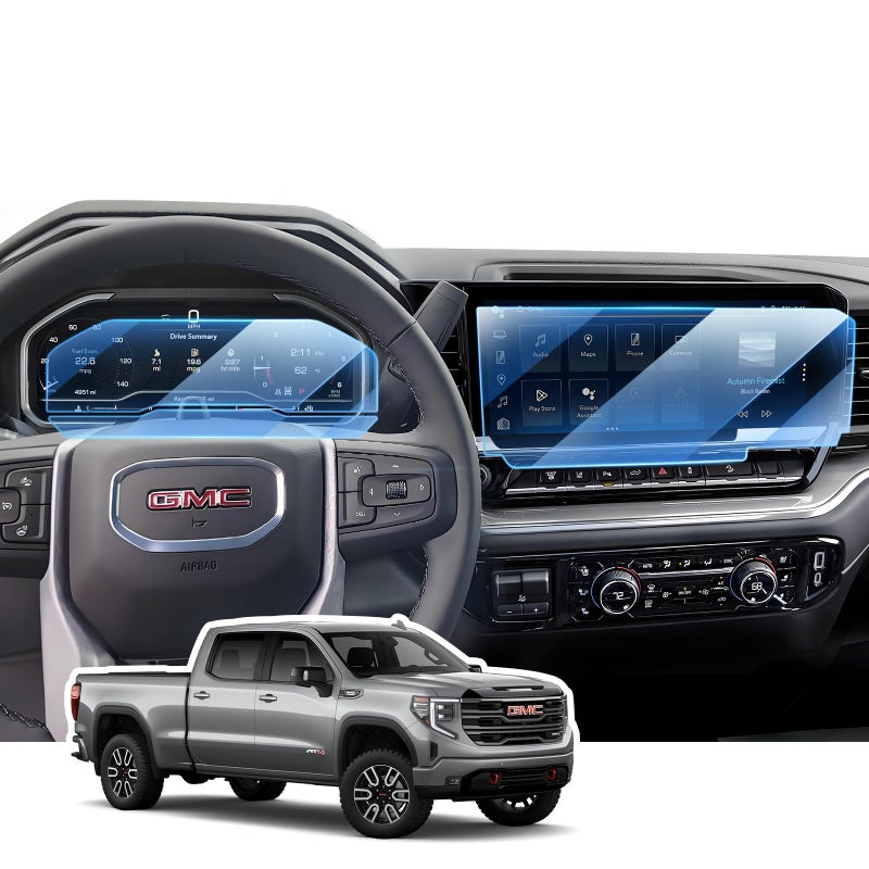 LANGBEAN 3PCS Screen Protector for 2022-2026 GMC Sierra & Chevy Silverado 1500/2500HD/3500HD, 13.4" Touchscreen & 12.3" Cluster Accessories - Image 1