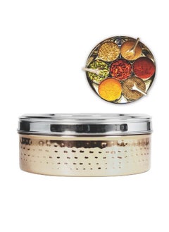 Winsor Spice Box Hammerd and Gold Finish Container | Masala Dabba With 11 Compartments, Masala Box, Spice Container Box | Stainless Steel Spice Box Indian Masala Dabba with Lid  - Image 2
