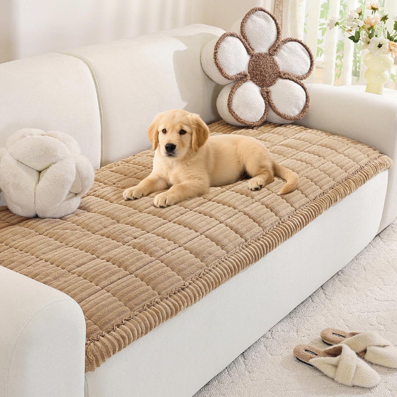 Royhom Couch Cover for Dogs Washable, Soft Thick Pet Couch Covers for Sofa, Pawcart Couch Protector Pet Friendly, Furniture Covers Dog Mat for Couches and Sofas (Khaki, 27.6 x 59 Inch) - Image 1