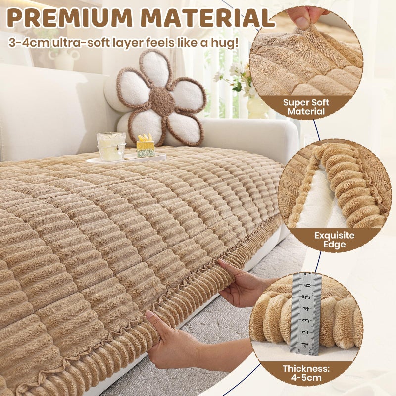 Royhom Couch Cover for Dogs Washable, Soft Thick Pet Couch Covers for Sofa, Pawcart Couch Protector Pet Friendly, Furniture Covers Dog Mat for Couches and Sofas (Khaki, 27.6 x 59 Inch) - Image 4