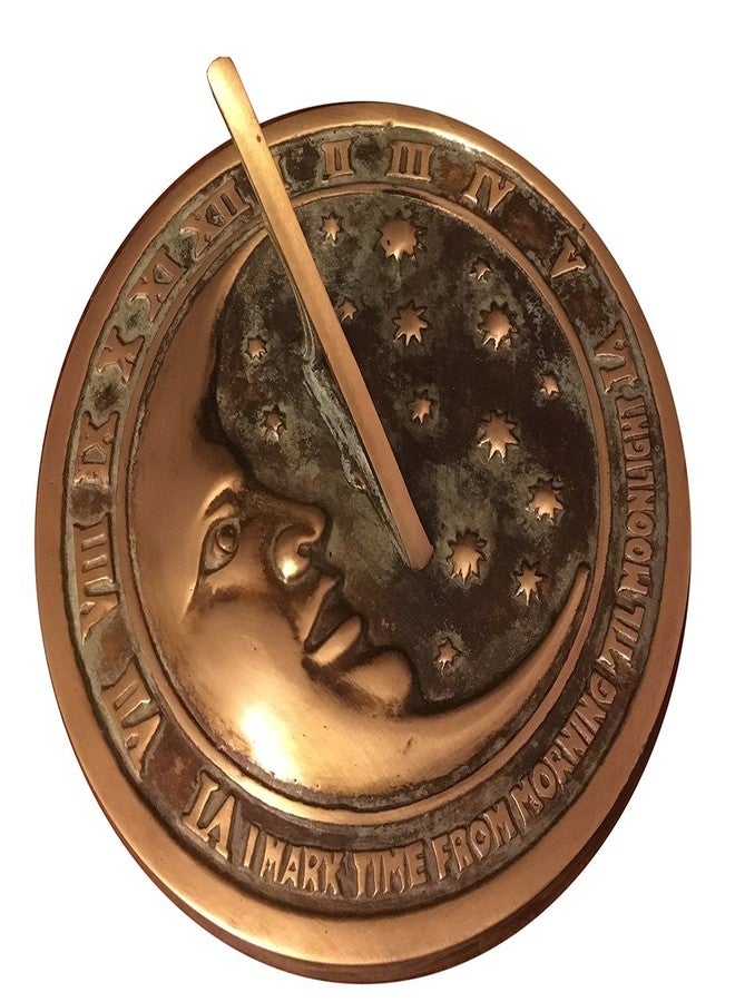 Rome 2312 Moon and Stars Sundial, Solid Brass with Verdigris Highlights, 8.5-Inch Diameter - Image 1