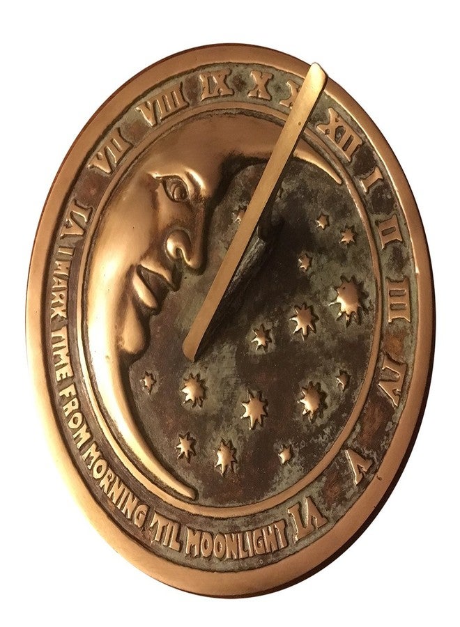 Rome 2312 Moon and Stars Sundial, Solid Brass with Verdigris Highlights, 8.5-Inch Diameter - Image 2