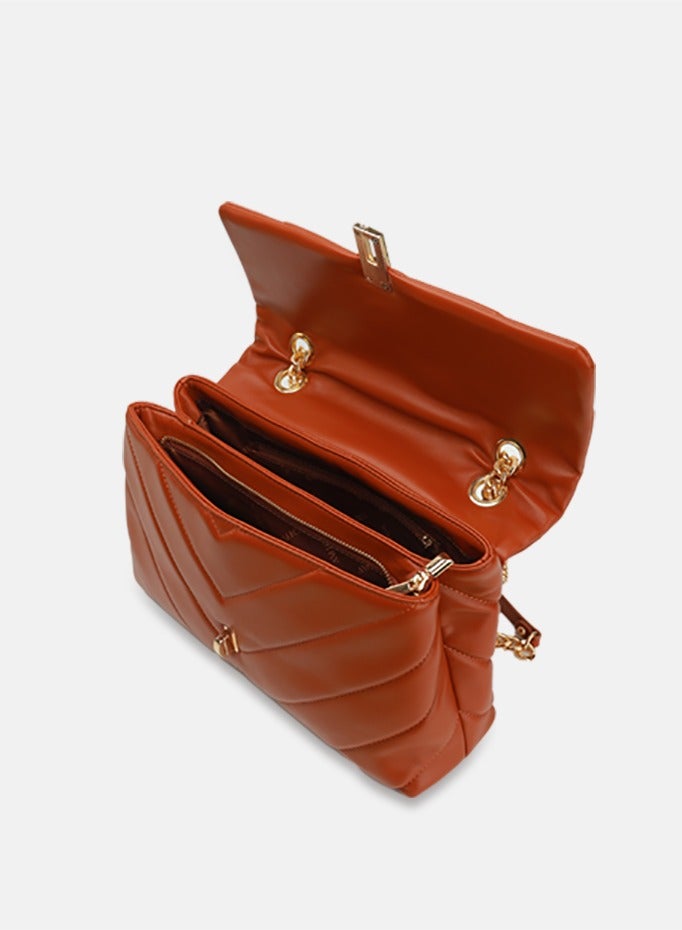 AMICA Adelina Quilted Leather Crossbody Bag for Women - Tan - Image 4