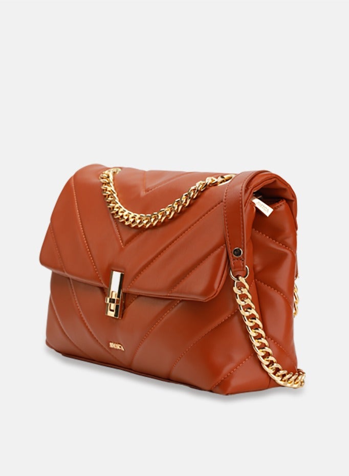 AMICA Adelina Quilted Leather Crossbody Bag for Women - Tan - Image 3