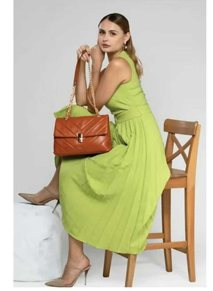 AMICA Adelina Quilted Leather Crossbody Bag for Women - Tan