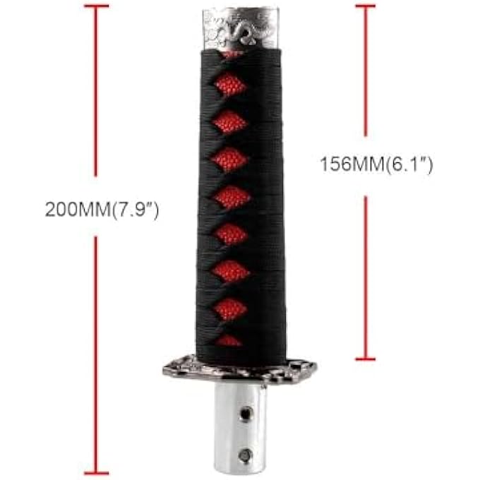 rayihni Universal Katana Shift Knob Samurai Sword Gear Shifter with 4 Adapters Compatible with Manual Cars Most Automatic Cars 156MM Handle BlackRed 156MMBKR 15cmblackred - Image 3
