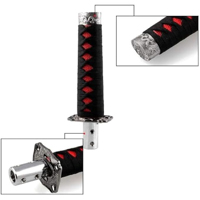 rayihni Universal Katana Shift Knob Samurai Sword Gear Shifter with 4 Adapters Compatible with Manual Cars Most Automatic Cars 156MM Handle BlackRed 156MMBKR 15cmblackred - Image 4