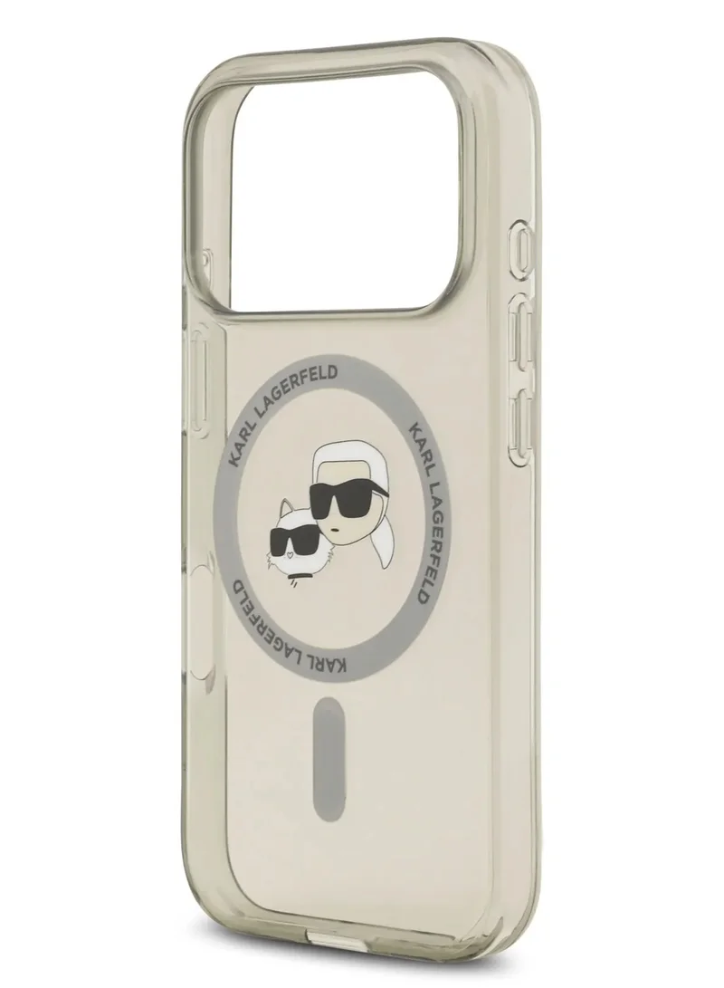 Karl Lagerfeld iPhone 17 Pro  MagSafe IML Case With Printed Karl & Choupette Head / Easy Snap-On / Slim Profile / Lightweight / Back Cover - Transparent/Grey