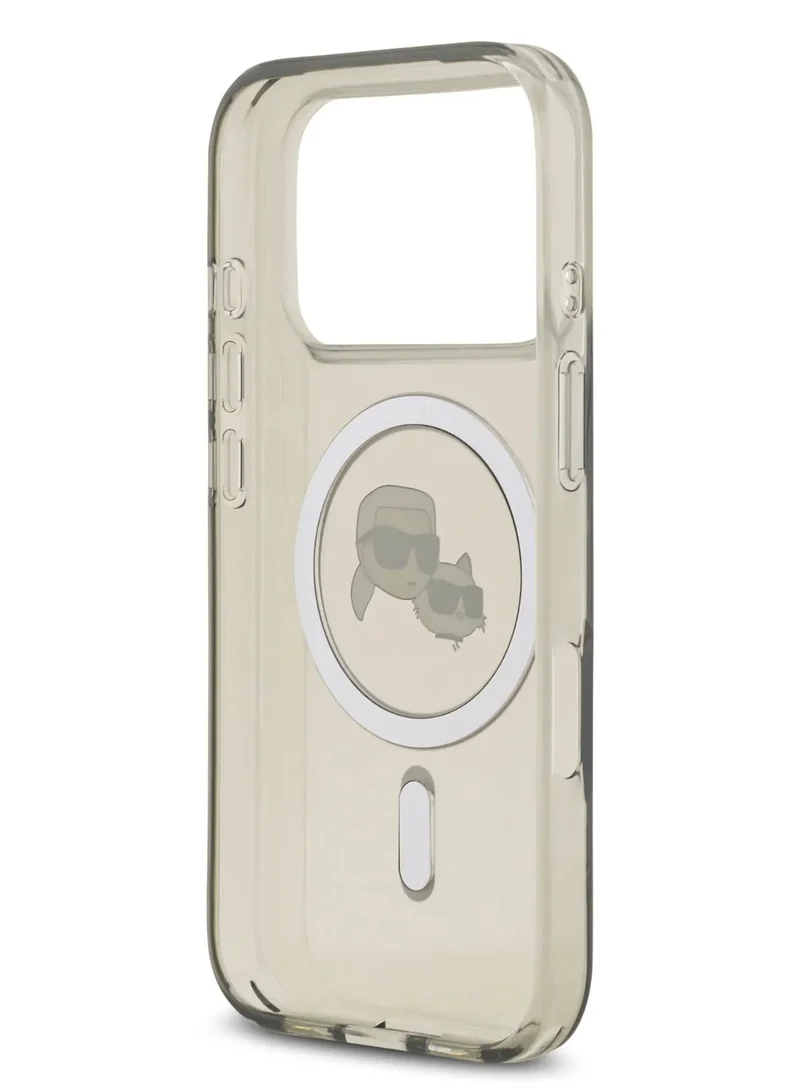 Karl Lagerfeld iPhone 17 Pro  MagSafe IML Case With Printed Karl & Choupette Head / Easy Snap-On / Slim Profile / Lightweight / Back Cover - Transparent/Grey