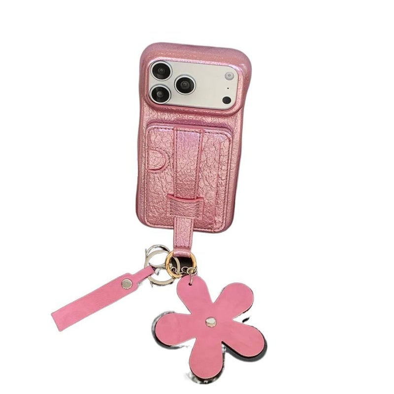 iPhone 14 Case TPU for 14 Plus 14 Pro 14 Pro Max with Card Holder and Wrist Strap and Kickstand in Purple - Image 4