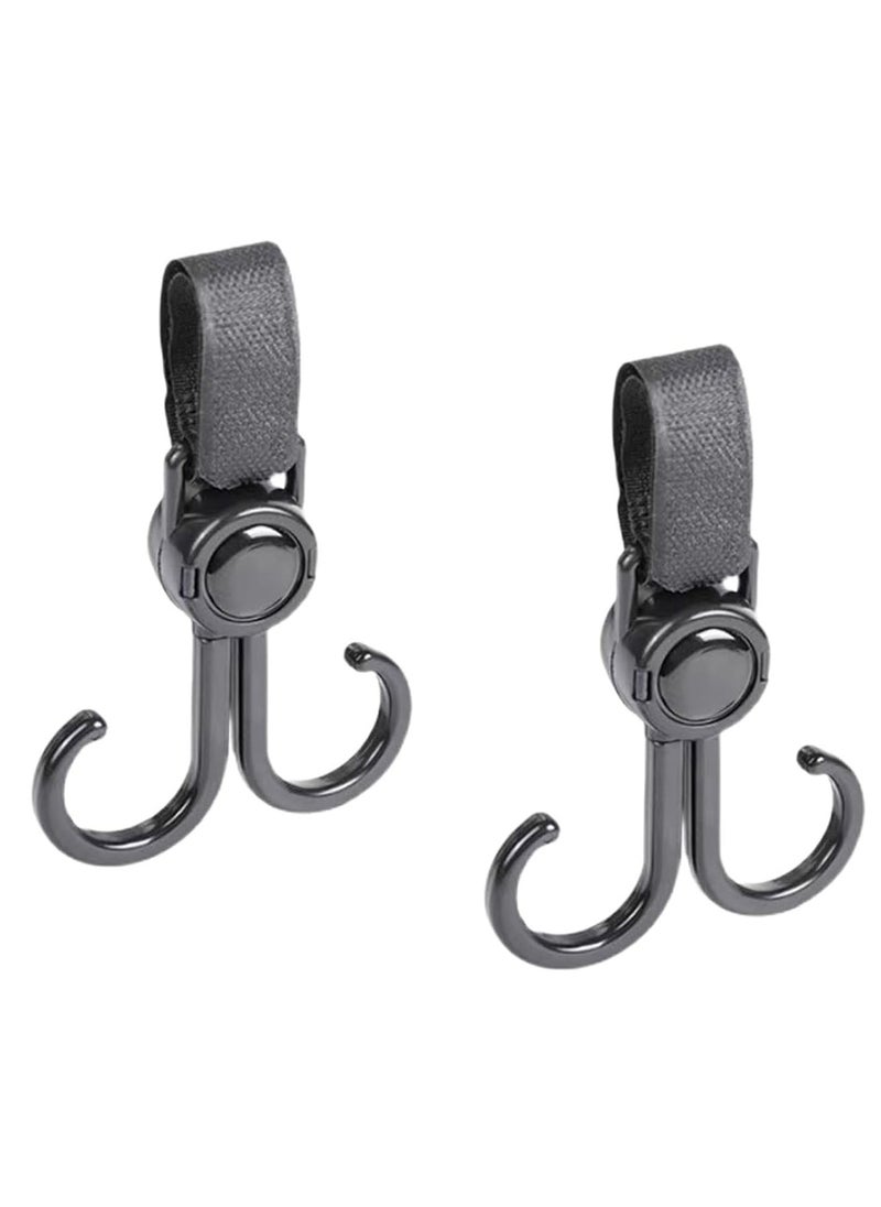 Oasisgalore - 2 Pack Adjustable Double Stroller Swivel Hooks, Multifunctional for Hanging Bags, Shopping, Backpacks - Image 1