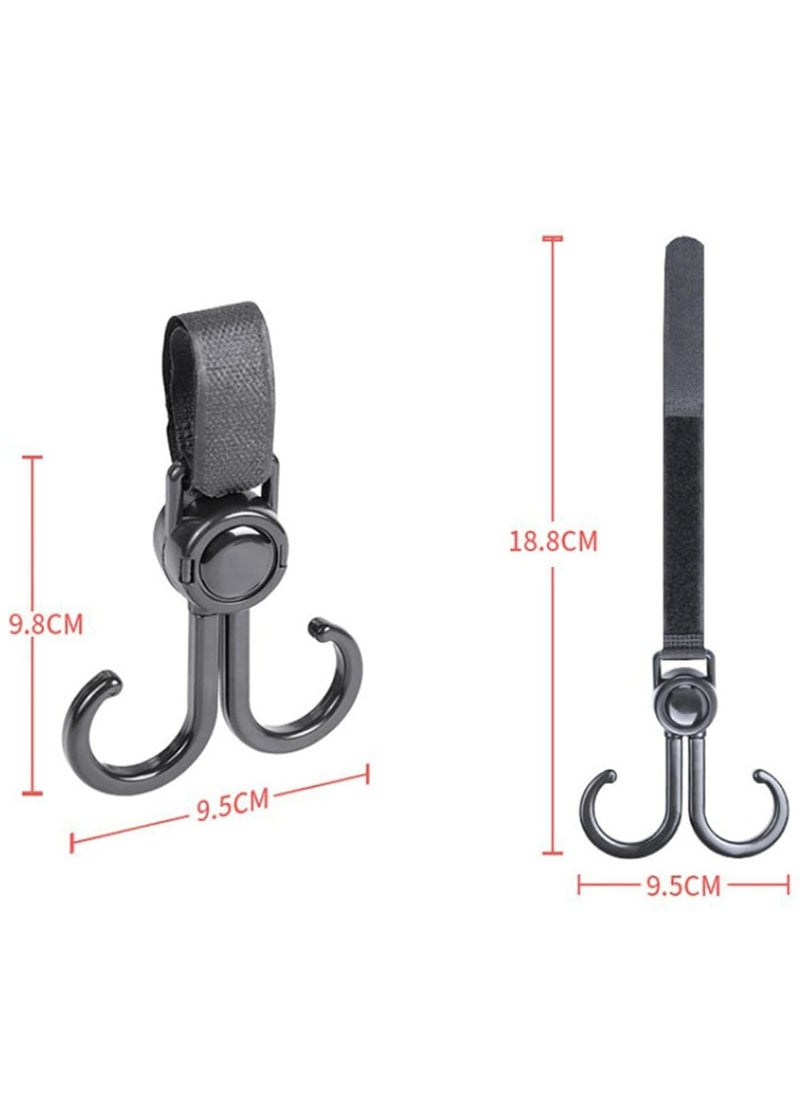 Oasisgalore - 2 Pack Adjustable Double Stroller Swivel Hooks, Multifunctional for Hanging Bags, Shopping, Backpacks - Image 1