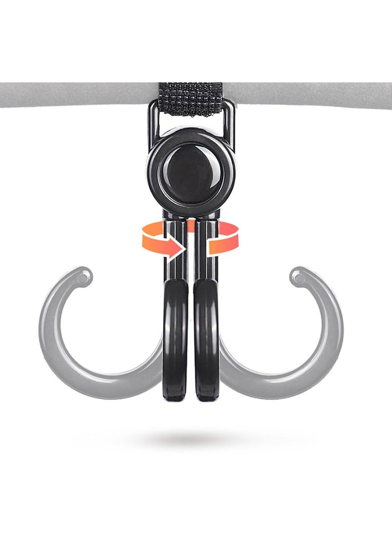 Oasisgalore - 2 Pack Adjustable Double Stroller Swivel Hooks, Multifunctional for Hanging Bags, Shopping, Backpacks - Image 1