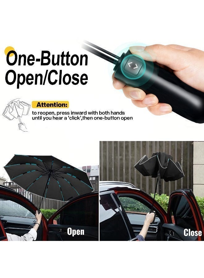 Automatic Folding Umbrella, Windproof & Rainproof, Anti 99 UV Protection UPF 50, Strong Folding Golf Umbrella for Men Women, Daily Use, Travel, Dark & Rainy Evenings - Image 4