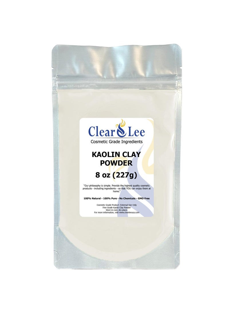 ClearLee - ClearLee Kaolin Clay Cosmetic Grade Powder - 100% Pure Natural Powder - Great For Skin Detox, Rejuvenation, and More - Heal Damaged Skin - DIY Clay Face Mask (8 oz) - Image 1