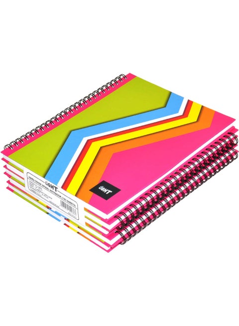 FIS LIGHT Pack of 5  Design Spiral Hard Cover Note Book Single Line, 9X7 Inches (22.86 X 20.32 CM), 100 Sheets -LINBS971001404