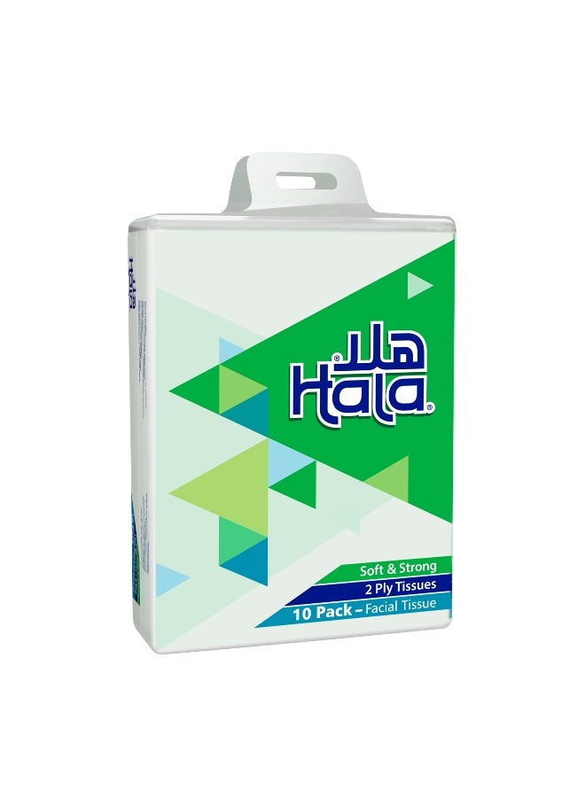 مناديل هلا للوجه 2 طبقة 160 ورقة عبوة من 10