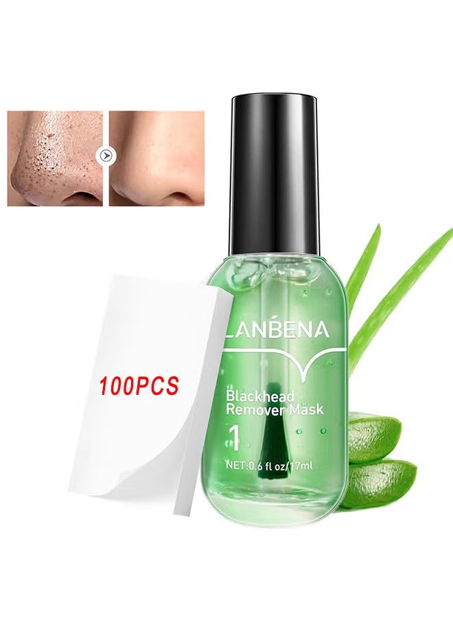 LANBENA Blackhead Remover Mask, Blackhead Remover Mask Peel Off Blackhead Mask 2 In 1 Green Tea Oil Blackhead Removal 100 Pcs Blackhead Remover Mask For Pores, Nose, Chins And Face  - Image 1