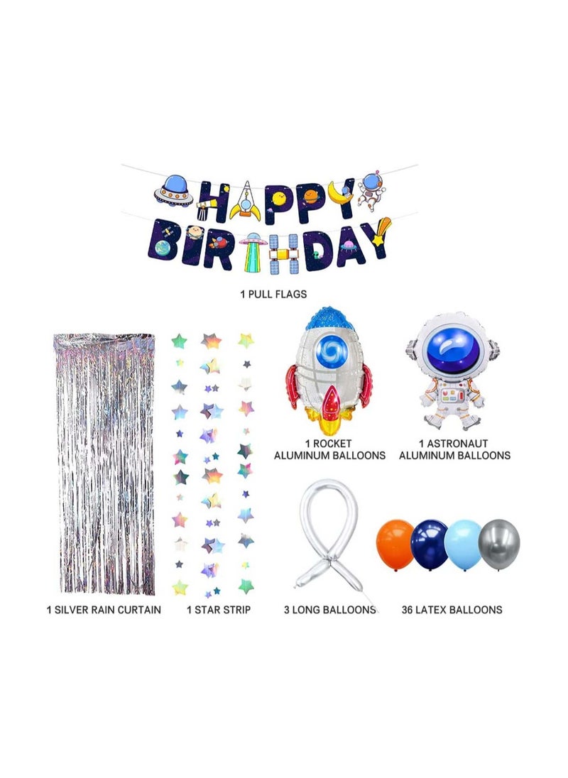 SYOSI - Outer Space Birthday Party Decoration Set Balloons Banner Supplies Rocket Astronaut for Boys Men Kids Happy Birthday Balloons for Party Decor Suit for Baby Kids Boys Birthday Party Decorations - Image 1