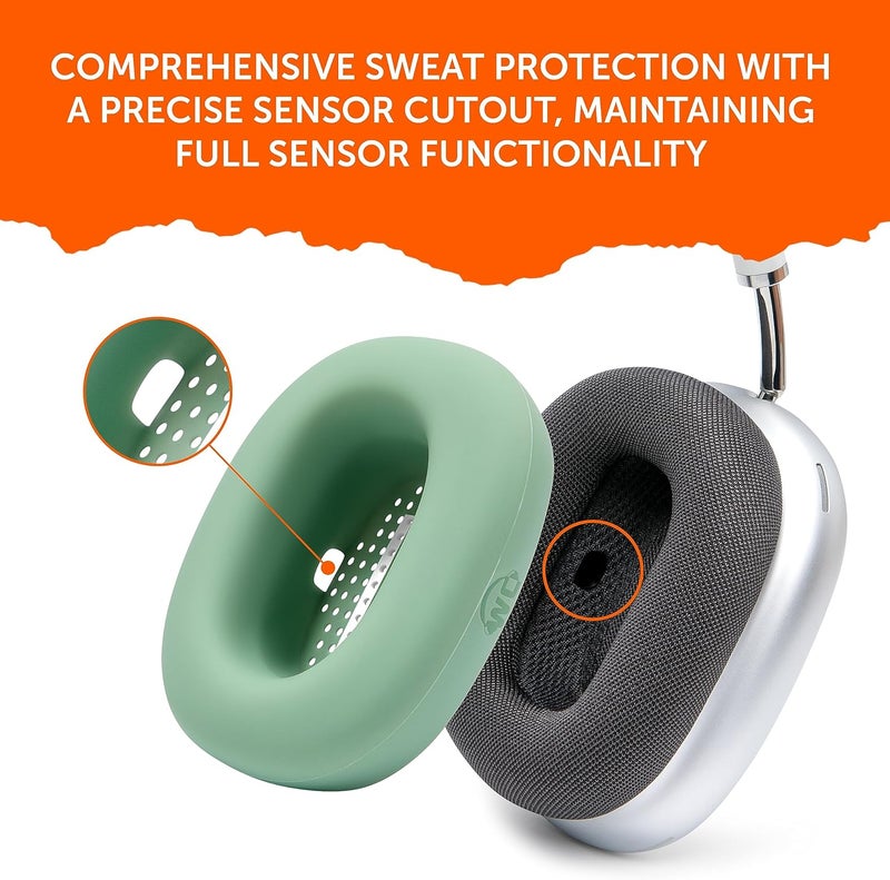 WC SweatZ Max - Protective Earpad Covers for Airpods Max Made by Wicked Cushions | Sweatproof & Easily Washable | Full Earpad Sweat Protection | Green - Image 5